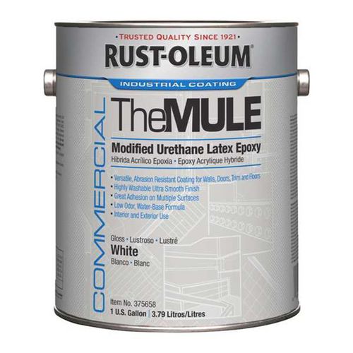 Image of Rust-Oleum® 375658 Commercial The MULE (Modified Urethane Latex Epoxy), Interior/Exterior, Gloss Glass White, 1 gal Bucket/Pail, 2/Carton