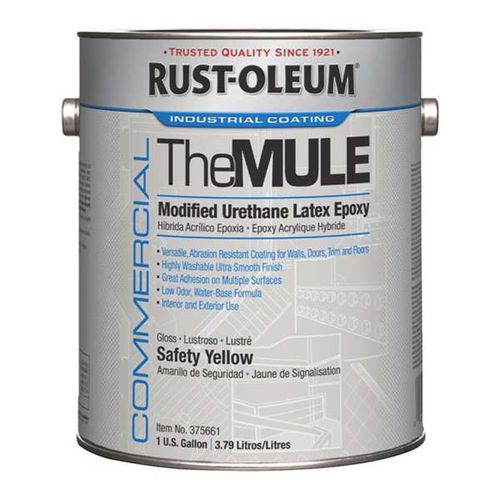 Image of Rust-Oleum® 375661 Commercial The MULE (Modified Urethane Latex Epoxy), Interior/Exterior, Gloss Safety Yellow, 1 gal Bucket/Pail, 2/Carton