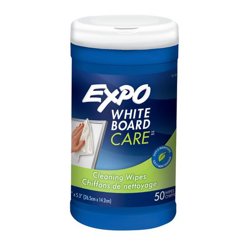 Image of EXPO® 81850A Dry-Erase Board Cleaning Wet Wipes, 6 x 9, 50 Wipes/Container