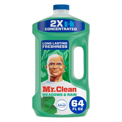Image of Mr. Clean® 80749542 Multipurpose Cleaning Solution with Febreze, Meadows and Rain, 64 oz Bottle, 4/Carton