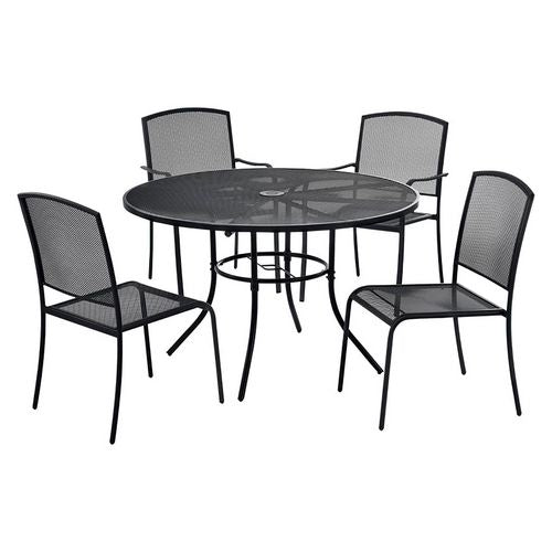 Image of Global Industrial® 695971 Interion Mesh Cafe Table and Chair Sets, Round, 48" Dia x 29"h, Black Top, Black Base/Legs