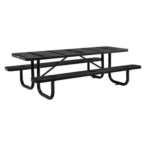 Image of Global Industrial® 694555BK Perforated Steel Picnic Table, Rectangular, 72 x 62 x 29.5, Black Top, Black Base/Legs