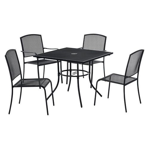Image of Global Industrial® 695973 Interion Mesh Cafe Table and Chair Sets, Square, 48 x 48 x 29, Black Top, Black Base/Legs