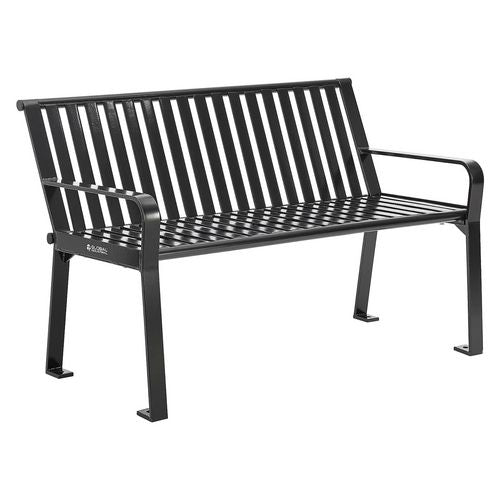 Image of Global Industrial® 694853BKKD Steel Slat Benches with Back, 48" x 27" x 31", Black Seat/Back, Black Base