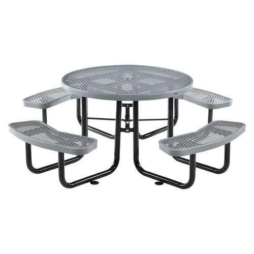 Image of Global Industrial® 277150GY Expanded Steel Picnic Table, Round, 46" Dia x 29.5"h, Gray Top, Gray Base/Legs