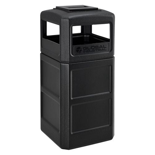 Image of Global Industrial® 641540BK Square Plastic Waste Receptacle, Ashtray Lid with Open Sides, 42 gal, Black