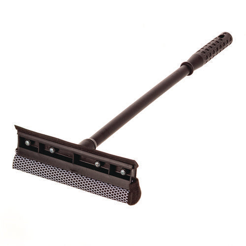 Image of Unger® UNGAUSQ0 Auto Squeegee, 8" Rubber Blade, 8" Mesh Scrubber, 21" Plastic Handle with Grip, Black