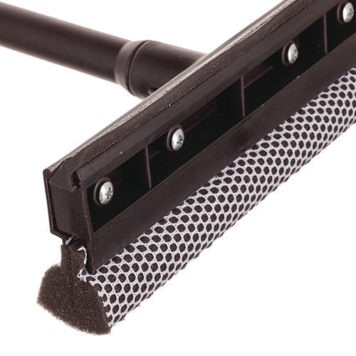 Image of Unger® UNGAUSQ0 Auto Squeegee, 8" Rubber Blade, 8" Mesh Scrubber, 21" Plastic Handle with Grip, Black