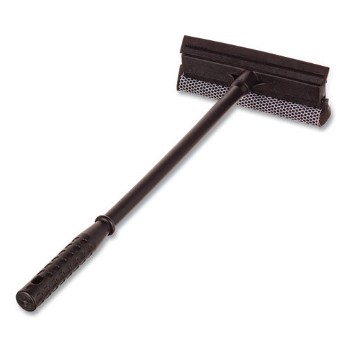 Image of Unger® UNGAUSQ0 Auto Squeegee, 8" Rubber Blade, 8" Mesh Scrubber, 21" Plastic Handle with Grip, Black