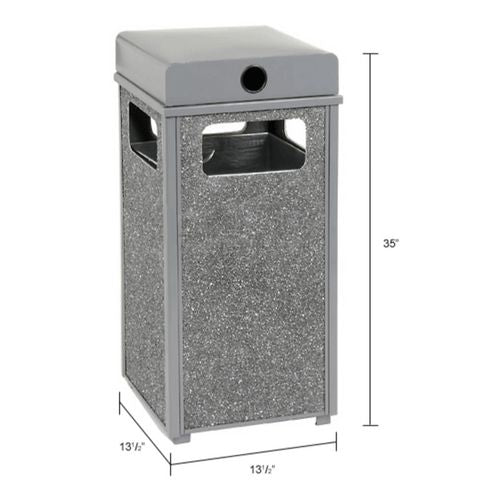 Image of Global Industrial® 239576GY Stone Panel All Weather Trash Receptacle Urn, 12 gal, Steel, Gray