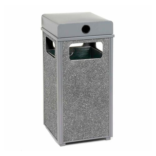 Image of Global Industrial® 239576GY Stone Panel All Weather Trash Receptacle Urn, 12 gal, Steel, Gray