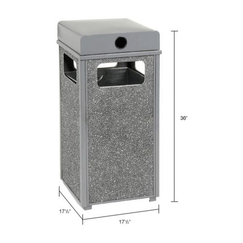 Image of Global Industrial® 238241GY Stone Panel All Weather Trash Receptacle Urn, 24 gal, Steel, Gray
