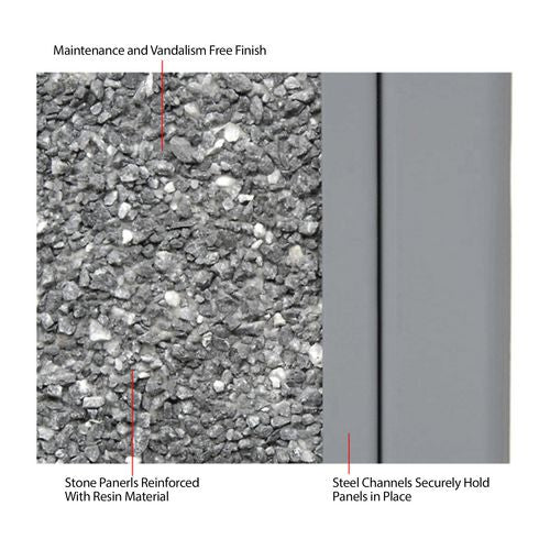 Image of Global Industrial® 238241GY Stone Panel All Weather Trash Receptacle Urn, 24 gal, Steel, Gray