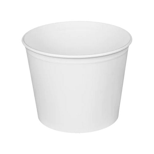 Image of Karat® C-FB85W_BUNDLE Food Bucket with Lid, 85 oz, 7.36" Diameter x 6" h, White, Paper, 180/Carton