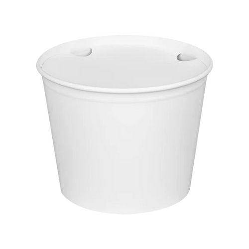 Image of Karat® C-FB85W_BUNDLE Food Bucket with Lid, 85 oz, 7.36" Diameter x 6" h, White, Paper, 180/Carton