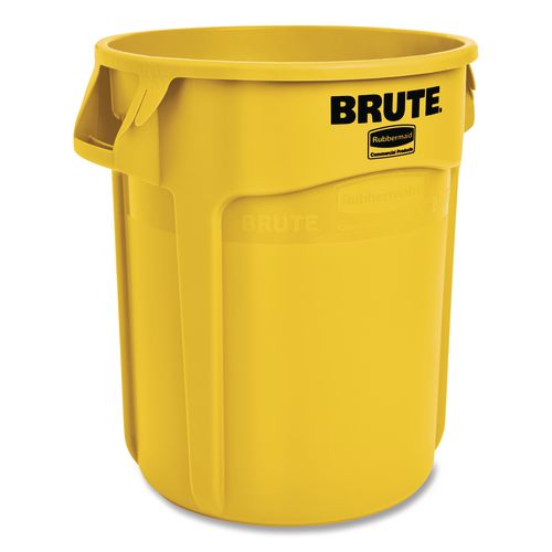 Image of Rubbermaid® Commercial FG261000YEL Vented Round Brute Container, 10 gal, Plastic, Yellow