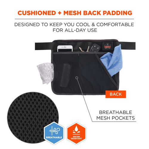 Image of ergodyne® 13718 Arsenal 5715 Cleaning Apron Pouch with Pockets, 10 Compartments, 11 x 13.5, Nylon, Black