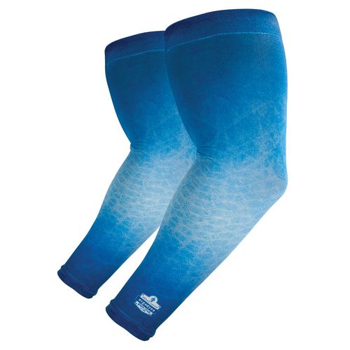 Image of ergodyne® 12196 Chill-Its 6695 Sun Protection Arm Sleeves, Polyester/Spandex, X-Large/2X-Large, Blue