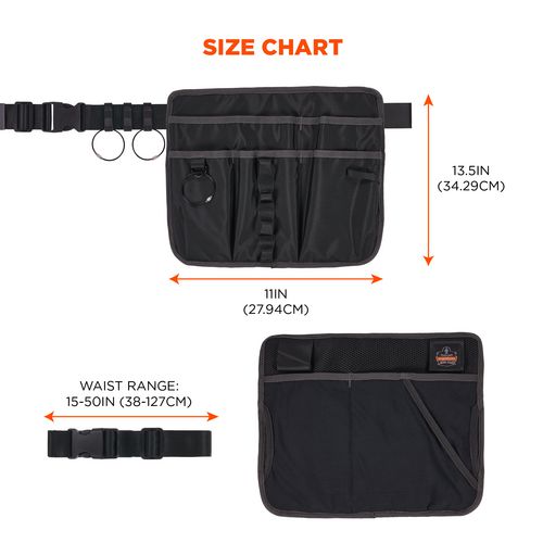 Image of ergodyne® 13718 Arsenal 5715 Cleaning Apron Pouch with Pockets, 10 Compartments, 11 x 13.5, Nylon, Black