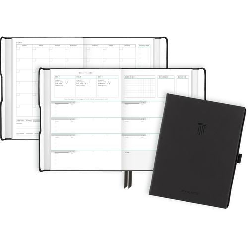 Image of AT-A-GLANCE® FD-200-05 Foundation Undated Weekly/Monthly Planner, 8.5" x 6.75", Black Cover, 12-Month: Undated
