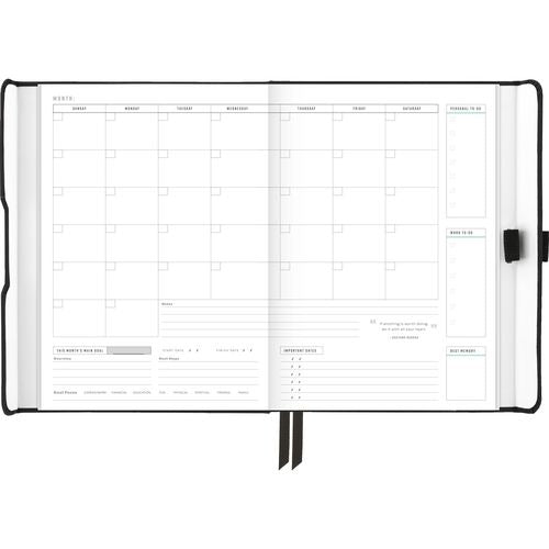 Image of AT-A-GLANCE® FD-200-05 Foundation Undated Weekly/Monthly Planner, 8.5" x 6.75", Black Cover, 12-Month: Undated