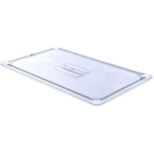 Image of Carlisle 10210U07 StorPlus Polycarbonate Handled Universal Lid, 12.88 x 20.75 x 0.88, Clear, Plastic