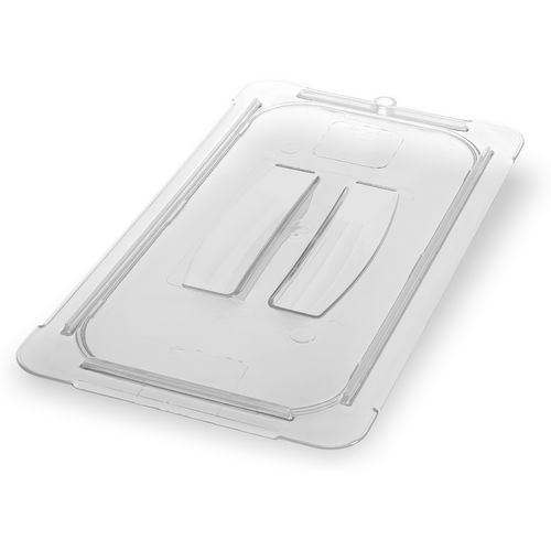 Image of Carlisle 10230U07 StorPlus Polycarbonate Handled Universal Lid, 10.38 x 12.75 x 0.88, Clear, Plastic