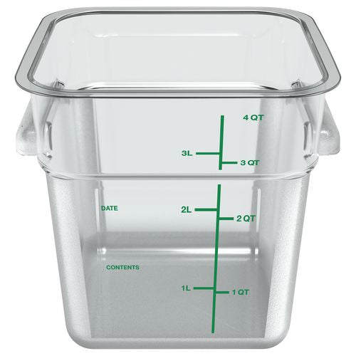 Image of Carlisle 1195107 Squares Polycarbonate Food Storage Container, 4 qt, 7.13 x 7.13 x 7.29, Clear, Plastic