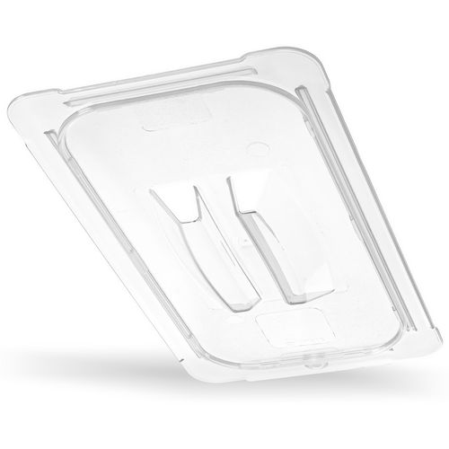 Image of Carlisle 10230U07 StorPlus Polycarbonate Handled Universal Lid, 10.38 x 12.75 x 0.88, Clear, Plastic