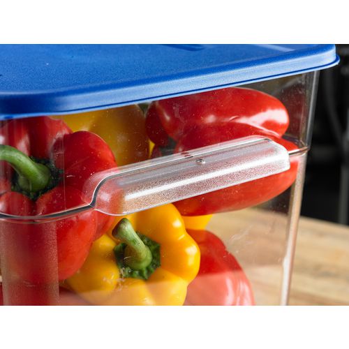 Image of Carlisle 1197260 Squares Food Storage Container Lid, 11.38 x 11.38 x 0.63, Blue, Plastic