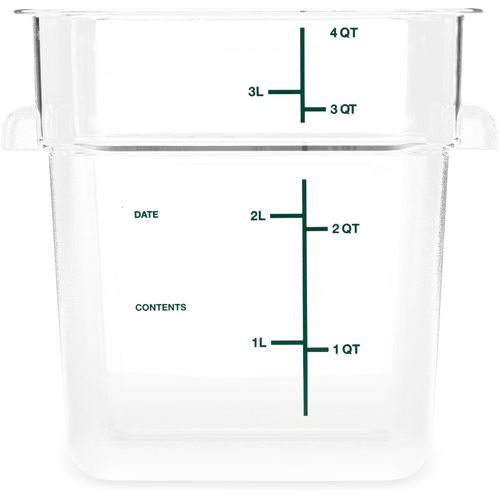 Image of Carlisle 1195107 Squares Polycarbonate Food Storage Container, 4 qt, 7.13 x 7.13 x 7.29, Clear, Plastic