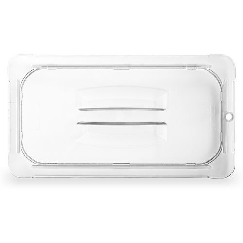 Image of Carlisle 10230U07 StorPlus Polycarbonate Handled Universal Lid, 10.38 x 12.75 x 0.88, Clear, Plastic