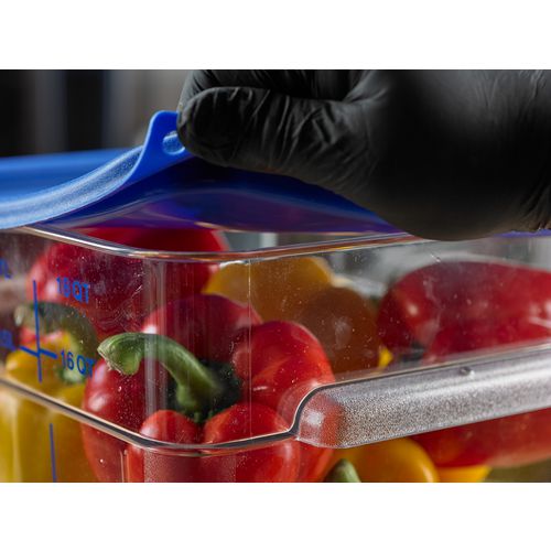 Image of Carlisle 1197260 Squares Food Storage Container Lid, 11.38 x 11.38 x 0.63, Blue, Plastic