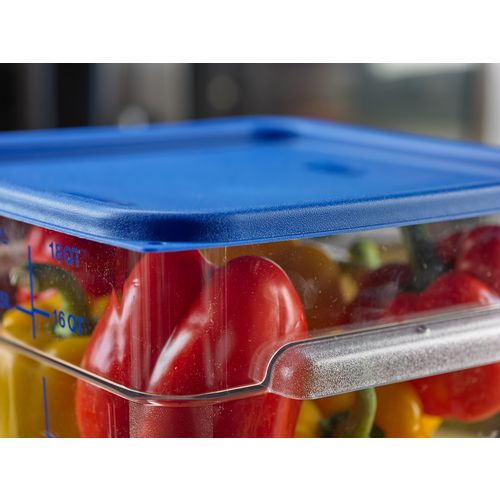 Image of Carlisle 1197260 Squares Food Storage Container Lid, 11.38 x 11.38 x 0.63, Blue, Plastic