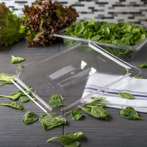 Image of Carlisle 10230U07 StorPlus Polycarbonate Handled Universal Lid, 10.38 x 12.75 x 0.88, Clear, Plastic