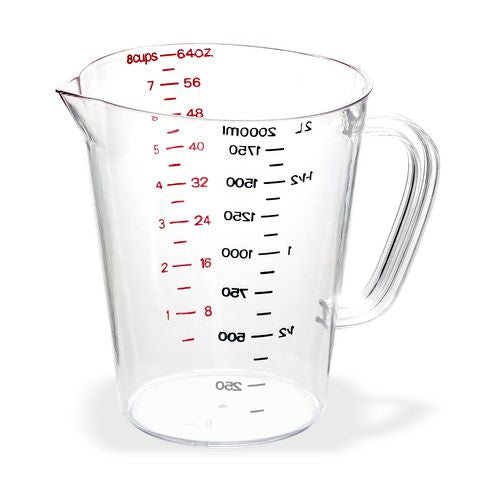 Image of Carlisle 4314407 Commercial Measuring Cup, 0.5 gal, Plastic, Clear