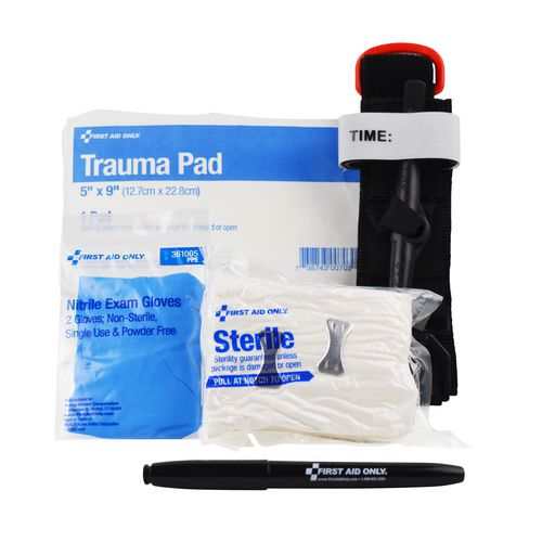 Image of First Aid Only 91512 Critical Essentials Bleeding Control Kit for Limb Wounds, 8 Pieces, Plastic Bag