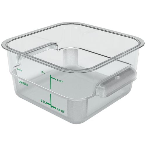 Image of Carlisle 1195007 Squares Polycarbonate Food Storage Container, 2 qt,  7.13 x 7.13 x  3.8, Clear, Plastic