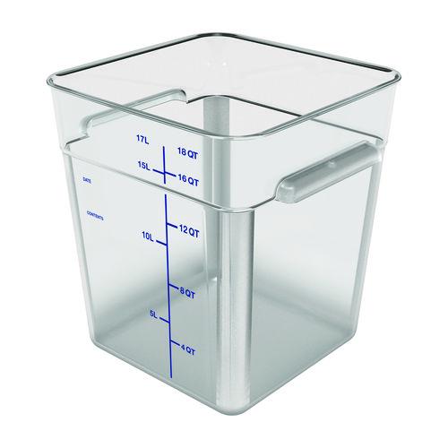 Image of Carlisle 1195507 Squares Polycarbonate Food Storage Container, 18 qt, 11 13 x 11.13 x 12.58, Clear, Plastic