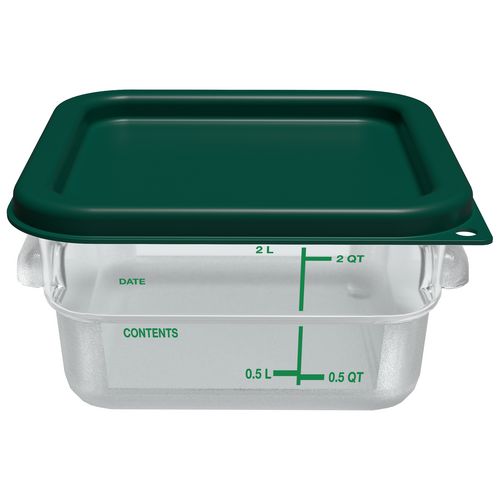 Image of Carlisle 1195007 Squares Polycarbonate Food Storage Container, 2 qt,  7.13 x 7.13 x  3.8, Clear, Plastic