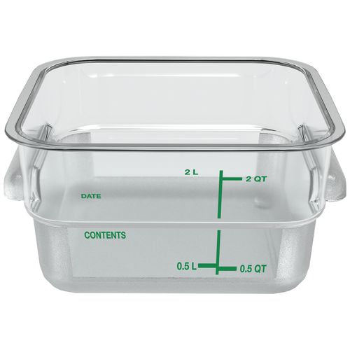 Image of Carlisle 1195007 Squares Polycarbonate Food Storage Container, 2 qt,  7.13 x 7.13 x  3.8, Clear, Plastic