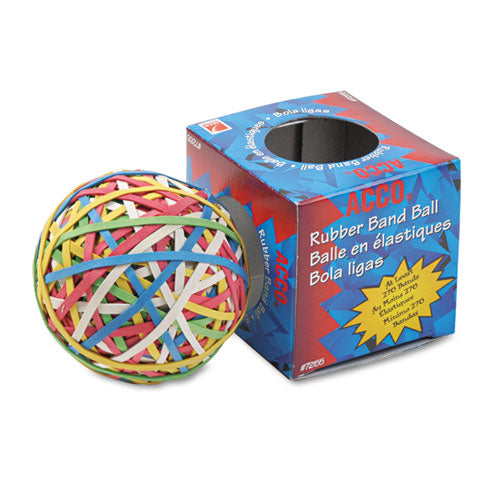 Image of ACCO A7072155 Rubber Band Ball, 3.25" Diameter, Size 34, Assorted Gauges, Assorted Colors, 270/pack