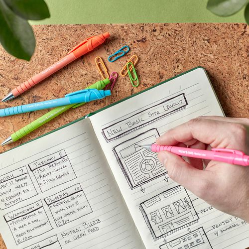 Image of Paper Mate® 2204001 FlexGrip Ultra Recycled Ballpoint Pen, Retractable, Medium 1 mm, Black Ink, Assorted Barrel Colors, Dozen