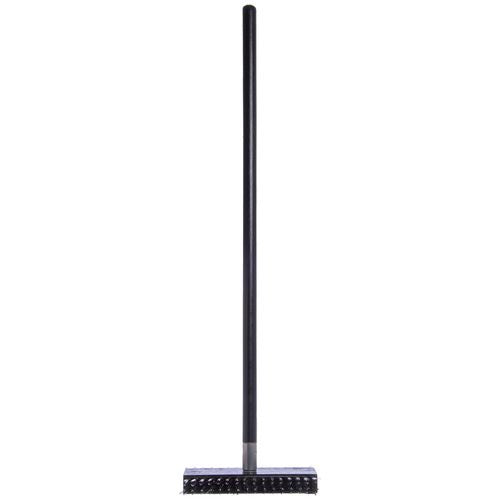 Image of Carlisle 4029000 Sparta Broiler Master Grill Brush and Scraper with Handle, Metal Bristles, 30.5" Black Wood Handle