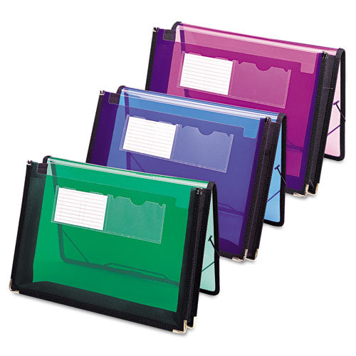 Image of Smead 71951 Poly Wallets, 2.25" Expansion, 1 Section, Elastic Cord Closure, Letter Size, Translucent Green