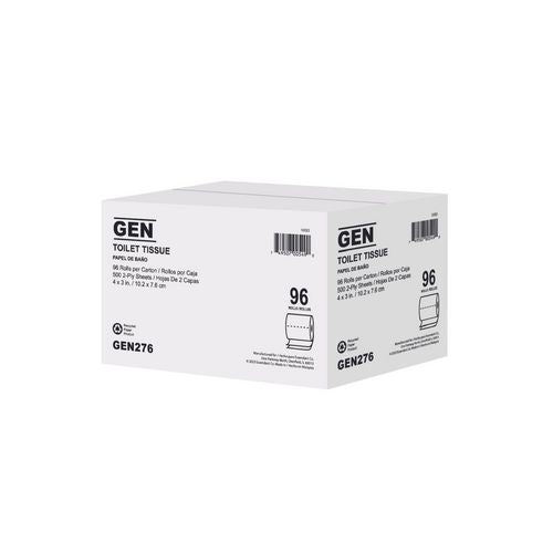 Image of GEN GEN276 Standard Bath Tissue, 2-Ply, White, 500 Sheets/Roll, 96 Rolls/Carton