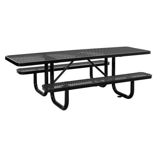 Image of Global Industrial® 695289BK ADA Compliant Expanded Steel Picnic Table, Rectangular, 96 x 60 x 29.5, Black Top and Base