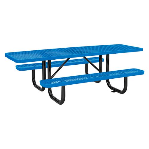 Image of Global Industrial® 695289BL ADA Compliant Expanded Steel Picnic Table, Rectangular, 96 x 60 x 29.5, Blue Top and Base