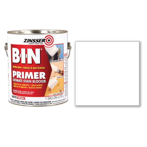 Image of Zinsser® 320991CT BIN Shellac-Base Interior and Spot Exterior Primer, Flat White, 1 gal Bucket/Pail, 2/Carton