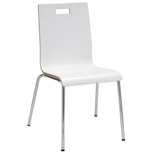 Image of KFI Studios 810389025088 Pedestal Table with Four White Jive Series Chairs, Round, 36" Dia x 29h, Walnut